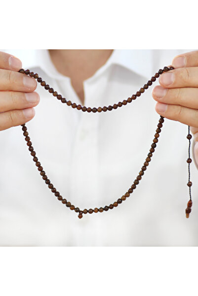 Tesbihane Systemic Globe Cut Brown 99 Pieces Kuka Rosary