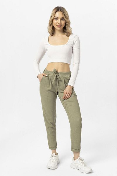 ŞİMAL Pantaloni de in pentru femei cu buzunare duble 250042   -