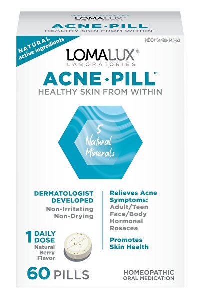 Loma Lux Natural Acne Pill with Zinc & Sulfur - Dermatologist Developed, Clears & Prevents Acne