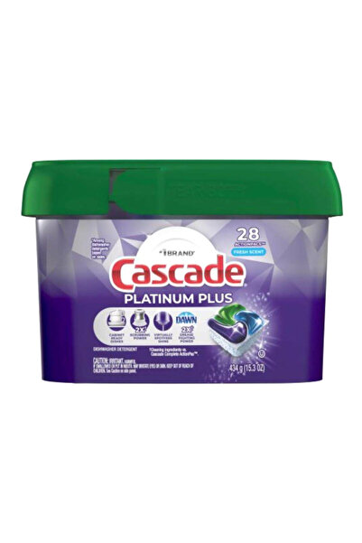Cascade مجموعة من 28 قطعة من كبسولات المنظفات لغسالة الأطباق Platinum Plus Fresh Scent Pods سعة 15.3 أونصة
