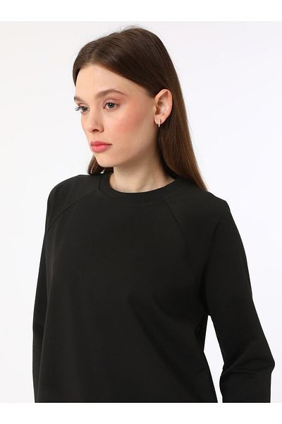 Refka Φούτερ Cotton Crew Neck - Μαύρο - Benin