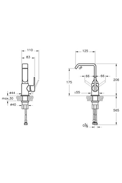 VitrA Bathroom sink mixer with side handle, chrome