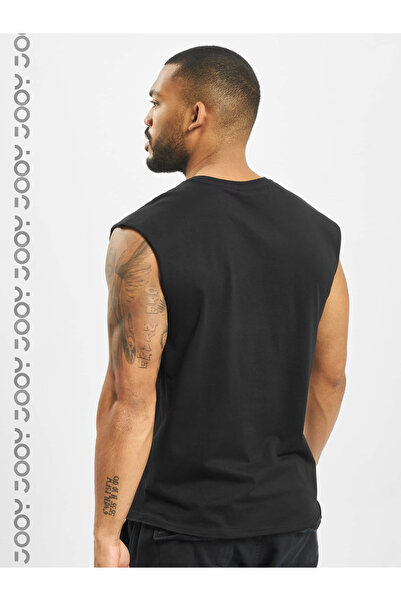 Jooy Siyah Erkek Pamuklu Antrenman Sporcu Atleti Oversize Kolsuz T-Shirt