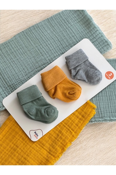 BETSY STUDIO Set of 3 100% Cotton Baby Socks
