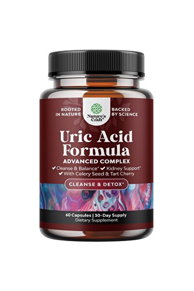 Natures Craft كبسولات تطهير حمض البوليك - الكركم والكرز الحامض وبذور الكرفس ل...