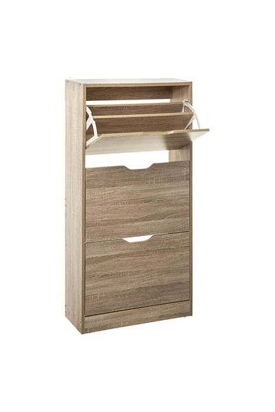 Five Simply Smart 3-Drawer Modern Design Rectangular Shoe Rack Brown