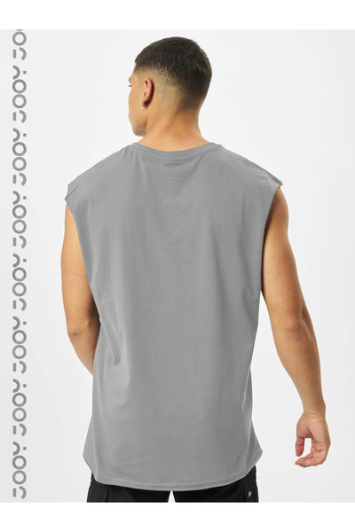 Jooy Smoke Gray Men's Cotton Training Sports Athlete Oversize Sleeveless T-Shirt