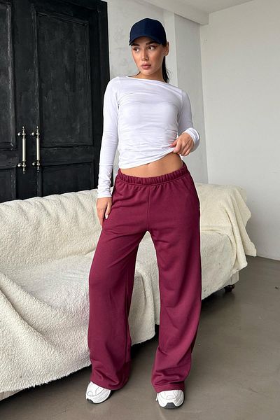 Madmext Burgunderrote Damen-Jogginghose mit weitem Bein MG2279
