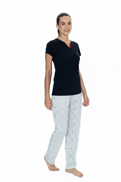 U.S. Polo Assn. Costum de pijama pentru femei cu decolteu în V, licențiat New Season