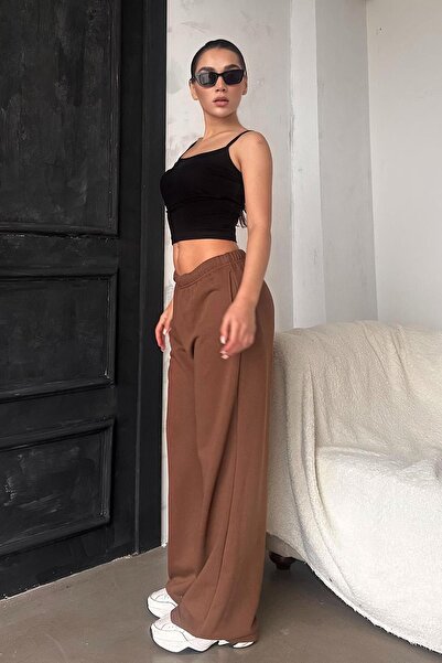 Madmext Kahverengi Bol Paça Kadın Eşofman Altı MG2279
