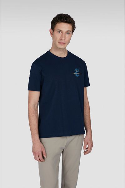 PAUL&SHARK Men's Graphic Printed Cotton Rainfall Status in Green Short T-Shirt