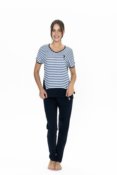 U.S. Polo Assn. Costum de pijama pentru femei cu decolteu în V, licențiat New Season