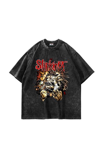 Sekizbiraltı Μπλουζάκι με στάμπα Zombie Slipknot που πλένεται υπερμεγέθη Unisex