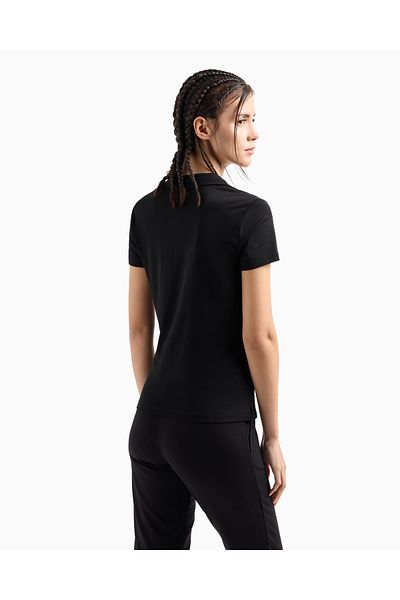 EA7 Tricou verde pentru femei cu gât polo EA7 Logo brodat auriu 7W000266 AF12500-UC001