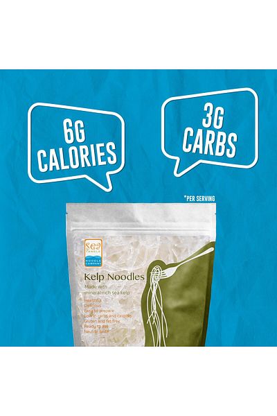 SEA TANGLE NOODLE COMPANY Sea Tangle Kelp Noodles (12oz) - Low Calorie, Gluten Free, Keto Noodle Substitute