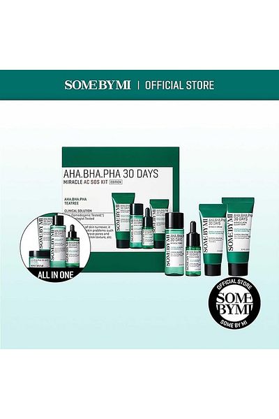 Some By Mi Korean AHA BHA PHA 30Days Miracle AC SOS Kit - Includes Toner + Serum + Cream + Foam