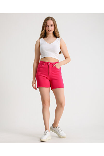 By Caspita Fashion Γυναικείο ψηλόμεσο φούξια σορτς