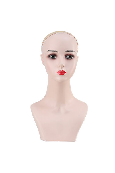 CREST E-TİCARET Long Wig Head Mannequin with Makeup Display Rack for Wigs