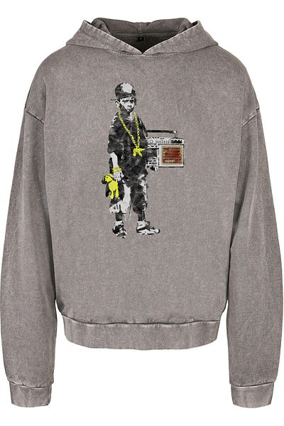 Merchcode Brandalised - Übergroßer Kapuzenpullover „Boy With Teddy“ mit Acid-Waschung