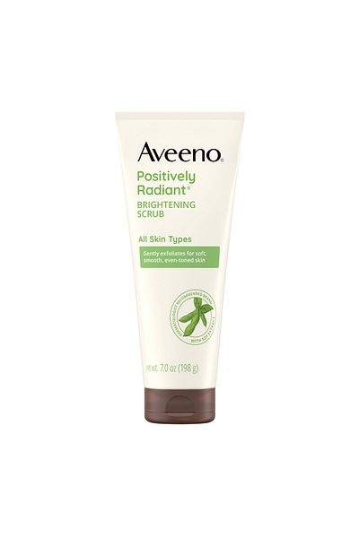 AVEENO Positively Radiant Brightening Scrub, Soy Extract, Improves Tone & Texture, Oil-Free, 7 oz