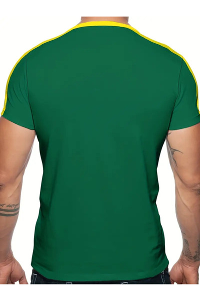 PENTHİLUS Brazil Flag Printed Unisex Organic Cotton Short Sleeve Round Neck T-Shirt