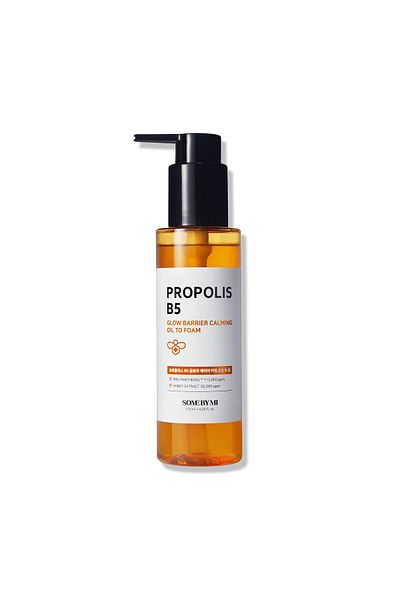 Some By Mi Propolis B5 Glow Barrier Oil to Foam - 4.05Oz, 120ml - Panthenol Face Wash for Sensitive Skin