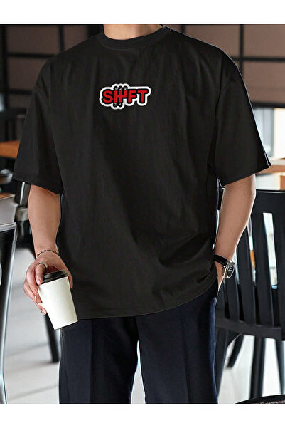 De Carte Shift Printed Men's Oversize Relaxed Cut Crew Neck Seasonal T-Shirt