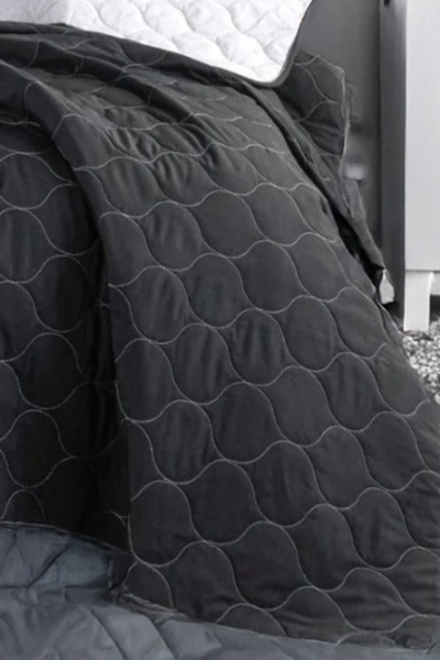 Genel Markalar Kapitone Yatak Örtüsü Seti Tek Kişilik Solid Siyah-Gri