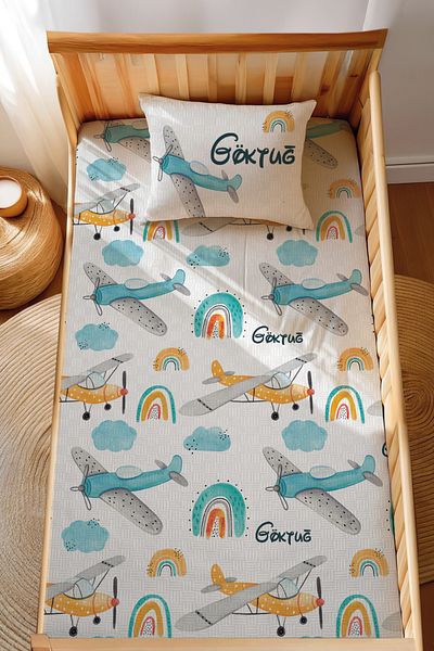 Homamia Montessori Pique Set Jacquard 100% Cotton Airplane