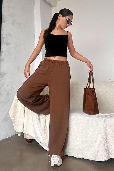 Madmext Braune Damen-Jogginghose mit weitem Bein MG2279