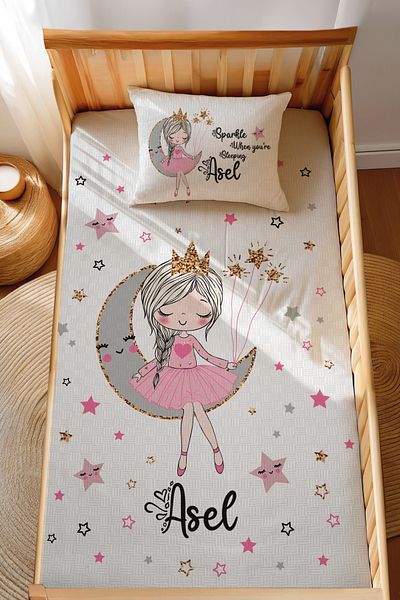 Homamia 100% Cotton Pique Set, Montessori Jacquard and Girl on the Moon