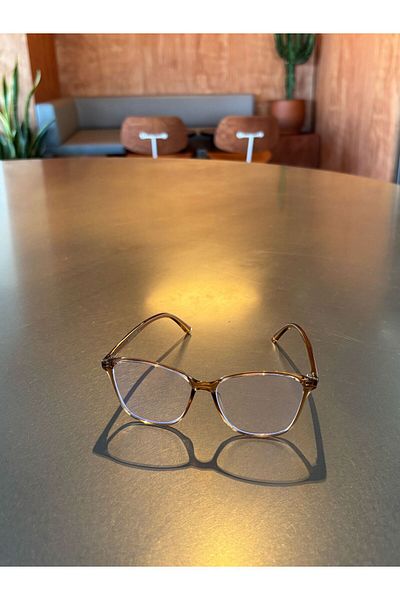 DSN Transparent Brown Glass Exchange 52 Ekartman Transparent Women Unisex Blue Light Protection Screen Glasses