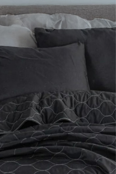 UPSTYLE Kapitone Yatak Örtüsü Seti Tek Kişilik Solid Siyah