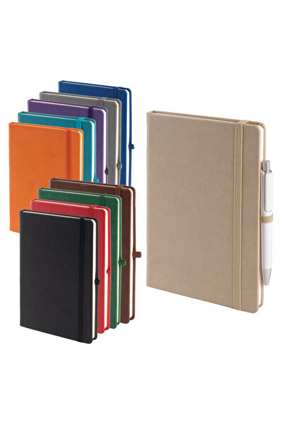 Tura bloknot termo deri kapak defter 14x23 lastikli çizgili - çizgisiz