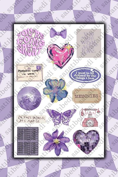 sanatıbedi Autocolant retro vintage violet Autocolant rezistent la apă pentru laptop Agenda telefonului Bullet Journal Motor