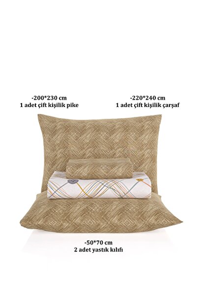 Evim Soren Double Pique Set 200X230 cm Harmony Mustard Blue