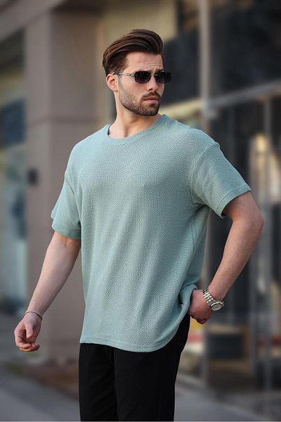 Madmext Ανδρικό T-shirt Mint Green Crew Neck Oversize E7134