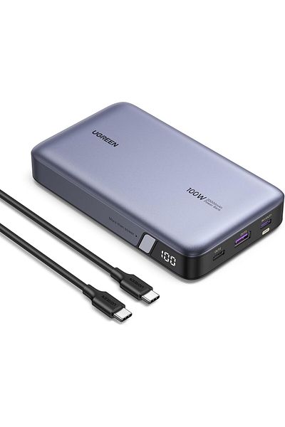 Ugreen Power Bank 20000mAh, 100W Laptop Power Bank with 2 USB-C & 1 USB-A Port, MacBook, Dell, & More