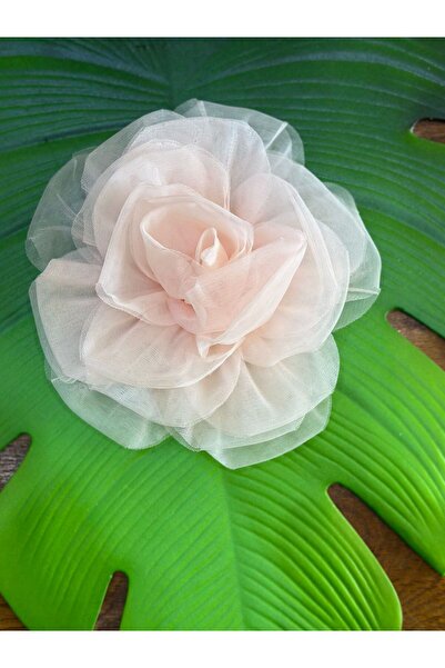 Gönülden Tasarım TÜL KABARTMA ÇİÇEK DİKİŞ GİYİM ABİYE AKSESUARI 20 CM PEMBE AÇIK