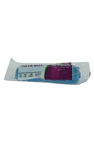 doremodam Garbage Bag Medium Size 55X60Cm 70Gr 11Micron 30Lt Blue Roll 20 Pieces - 333474 -1453