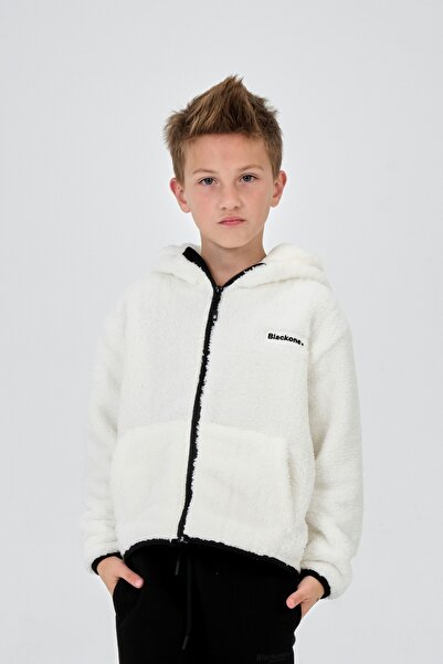 Black One Nakış Detaylı Peluş Kapüşonlu Kargo Cepli Üst