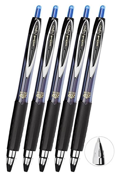 Artlantis Mavi Pilot Kalem 5 Adet Uniball Signo Micro 207 0.5 mm Roller Uç Ka...
