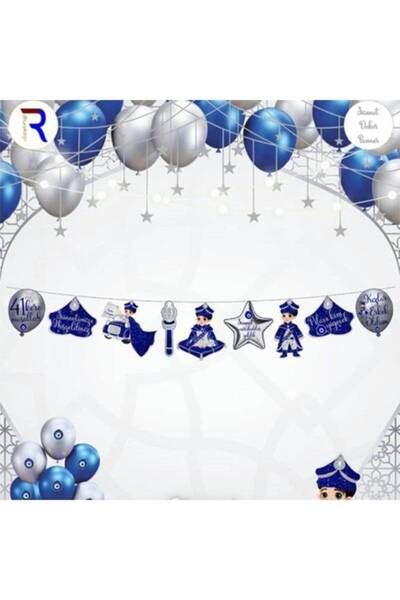 Parti Dükkanım Sünnet Dekor Banner Set Gümüş 210 cm