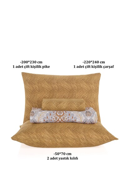 Evim Soren Double Pique Set 200X230 cm Morella Mustard Light Gray