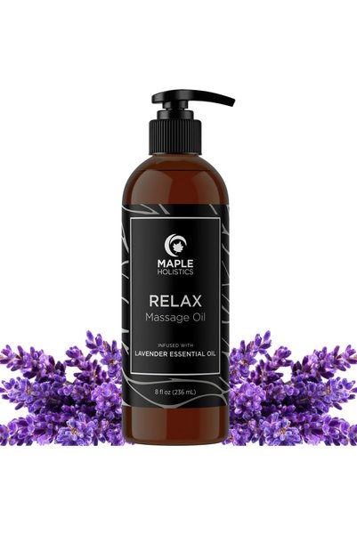 Maple Holistics Lavender Massage Oil for Sore Muscles - Coconut & Lavender Es...