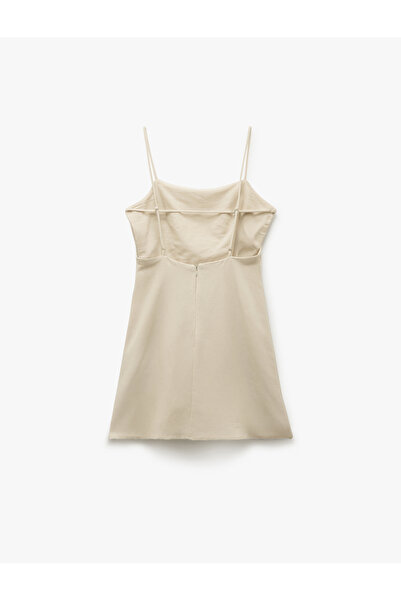 Koton Minišaty bez rukávů s nízkým střihem a tenkým páskem ze směsi viskózy a lnu