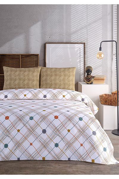 Evim Soren Double Pique Set 200X230 cm Harmony Mustard Blue