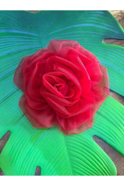 Gönülden Tasarım Roșu 20 cm Tul Relief Flower Duke Istanbul Accesoriu de îmbrăcăminte