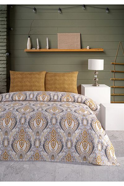 Evim Soren Double Pique Set 200X230 cm Morella Mustard Light Gray