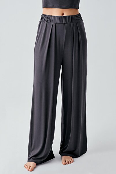 Artış Short Sleeve Crop Wide Leg Stretchy Viscose Pajama Set